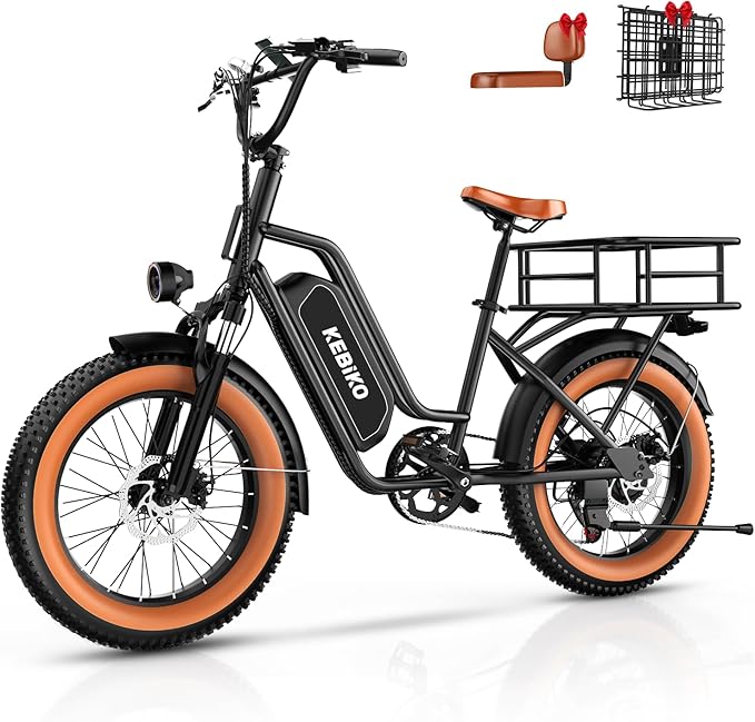 2 Seater Electric Bike, 48V 20AH(𝟗𝟔𝟎𝐖𝐇) Large Removable Battery, 𝟏𝟑𝟎𝟎𝐖 Peak Motor, 20"x 4.0" Fat Tire Ebike for Adults, 80+Miles Max,30+MPH, City Couple E Bike for All Terrain