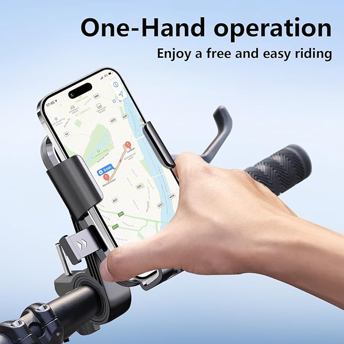 Bike Phone Mount for Motorcycle & Ebike – Anti-Shake Handlebar Phone Holder, Universal Cell Phone Mount, Easy Install, Fits iPhone & Android