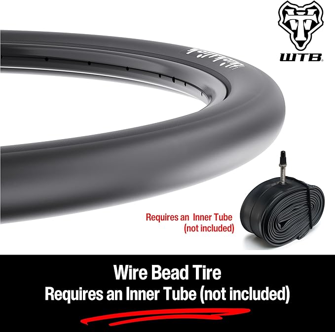 WTB ThickSlick Hybrid Bike Tire (26"/29"/700c) Wire Bead - Slick Tread - Commuter & Campus (Black/White, Optional Flat Guard)