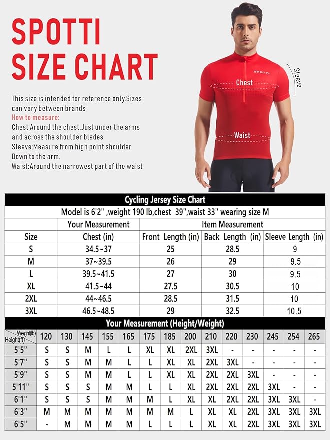 Spotti Men's Cycling Bike Jersey Short Sleeve with 3 Rear Pockets- Moisture Wicking, Breathable, Quick Dry Biking Shirt