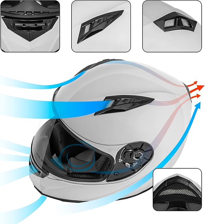 VCAN VX Lightweight Full Face Motorcycle Street Bike Helmet with Extra Tinted Visor, Coolmax Technology & OTG Ready, DOT Approved