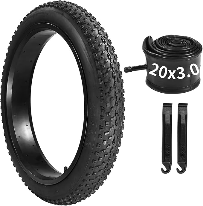 20 x 3.0 in Fat Bike Tires & Tubes, 20 Inch Fat Tire Folding Tires, 76-406 20x3.0 Ebike Tires with Levers, 20x 3.0 Electric Bike Tire for Mountain Bikes & Ebikes