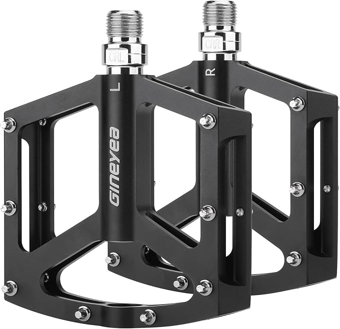 Bike Pedals, Universal Fit Bicycle Pedals Aluminum 9/16" Sealed Bearing Lightweight Wide Flat Platform for Road Mountain BMX MTB Bike