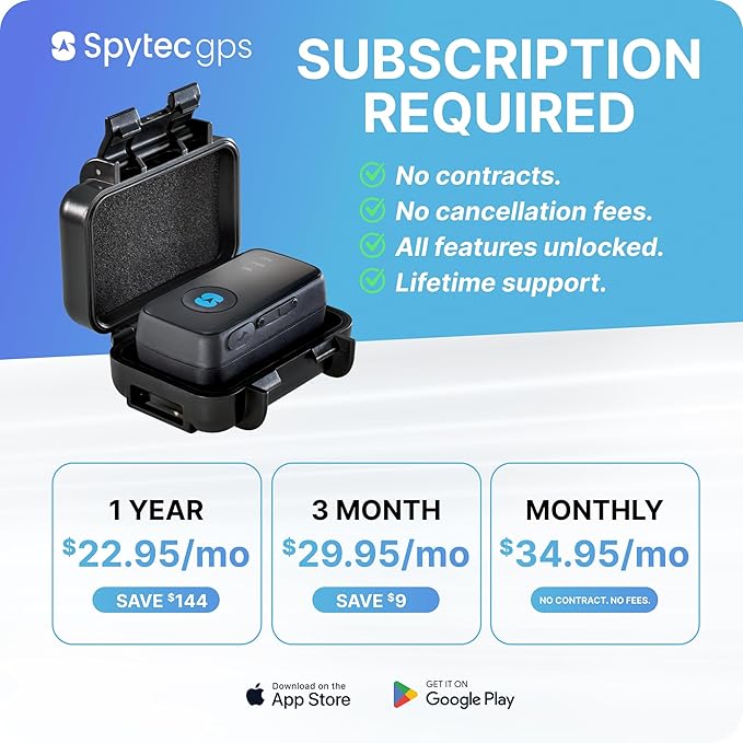 Spytec Atlas GPS Tracker for Vehicles & Kids (Subscription Required) | Up to 14-Day Battery Life | Waterproof Magnetic Case, Geofencing, Portable Real Time Mini GPS Car Tracker w/Lifetime Support