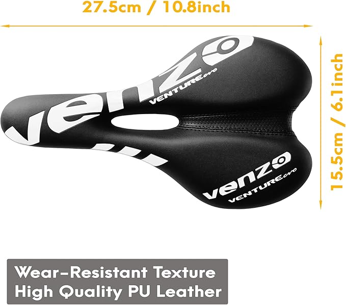 Venzo Comfortable Bike Bicycle Saddle Seat - for MTB, Road, Exercise, Trekking, Folding, Hybrid & Cruiser Bikes - XC Saddle Seat - White