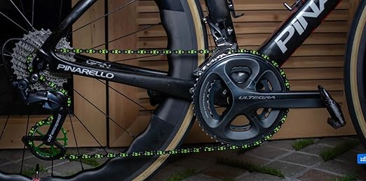 PYC SP1101 11-Speed Bike Chain, 116 Links (116L), Super Lightweight Hollow-Pin Bicycle Chain for Mountain (MTB) & Road Bikes, Compatible with Shimano, SRAM, Campagnolo (DLC Green)