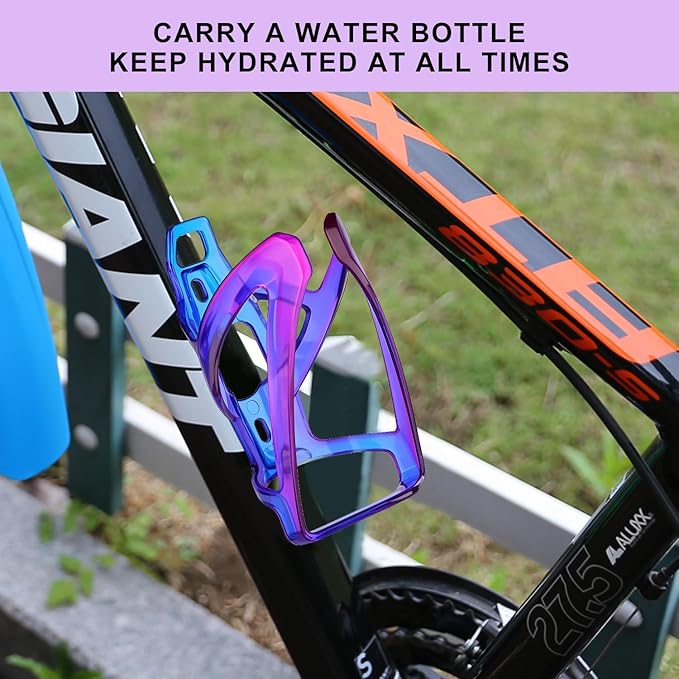 Bike Water Bottle Holder with Screws Lightweight Cycling Bicycle Water Bottle Holder for Road, Mountain Bike (Blue Purple)