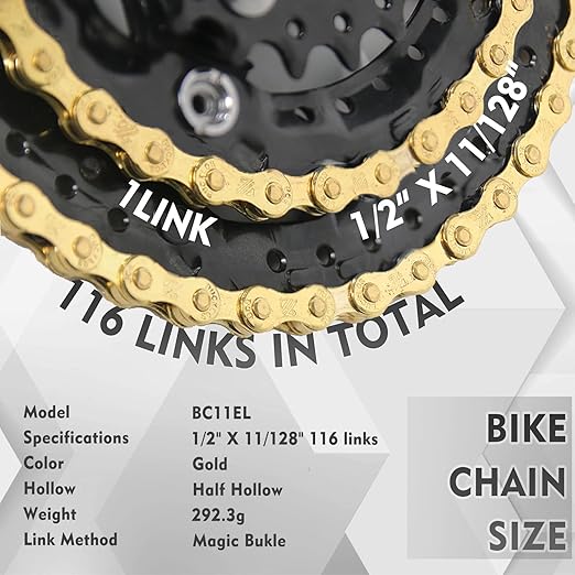 BUCKLOS 6/7/8/9/10/11/12 Speed Bike Chain, High Performance Lightweight Bicycle Chains for Road Bike/Mountain Bike/Ebike,Compatible with Shimano, SRAM, Campagnolo Silver/Gold
