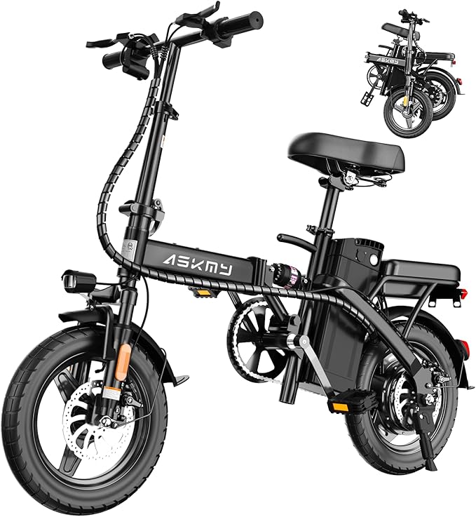Foldable Electric Bike for Adults and Teens, 750W Peak Motor Ebike, 14" Folding E-Bike with 20 MPH, 30-35 Miles PAS Range, Electric Bicycle with 48V Removable Battery