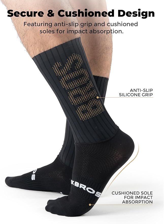 ROCKBROS Cycling Socks with Breathable Mesh, Moisture-Wicking & Odor-Resistant for Men & Women, Anti-Slip Silicone Grip