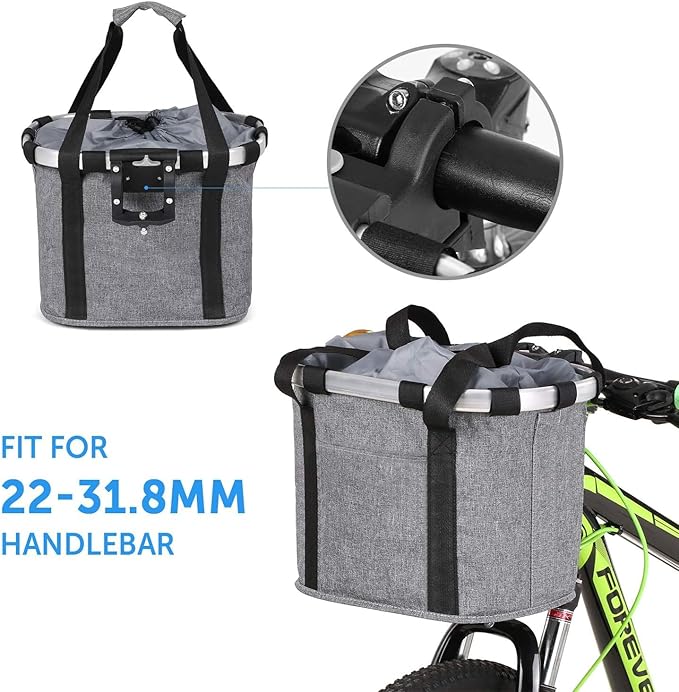 Lixada Bike Basket, Small Pet Cat Dog Carrier Bicycle Handlebar Front Basket Folding Detachable Removable Easy Install Quick Released Picnic Shopping Bag, Max. Bearing: 11lbs