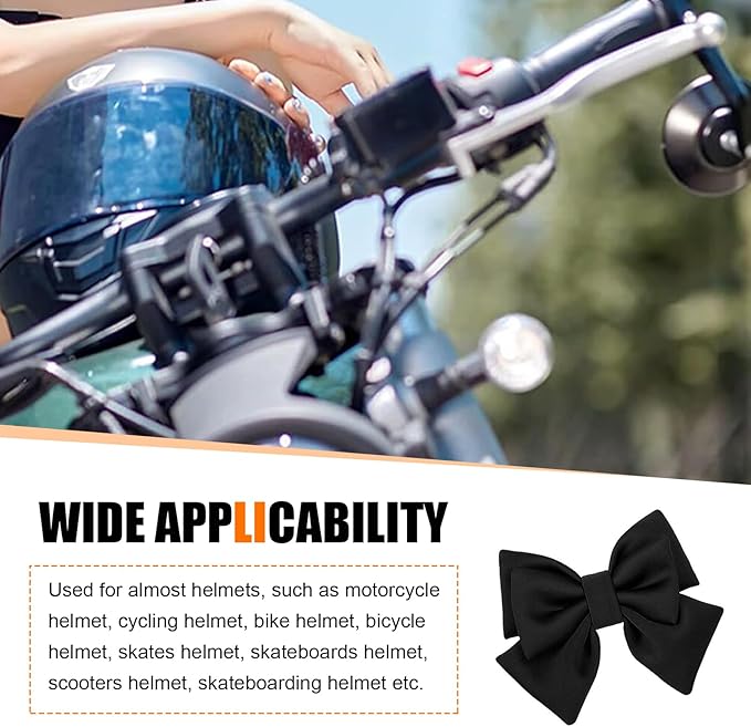 Motorcycle Helmet Bow, Cute Bow Helmet Decoration for Women, Removable Motorcycle Helmet Accessories (Black)