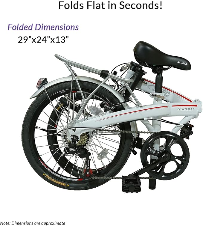 Xspec 20" 7 Speed Folding Compact City Commuter Bike (NOT an Electric Bike)