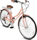 MICARGI 24/26 Inch Adult Cruiser Bicycle Hybrid Bike 1/7 Speeds Commuter Bike for Women, Men, Seniors,Step-Through or Step-Over Bike Steel Frame Multi Colors Style