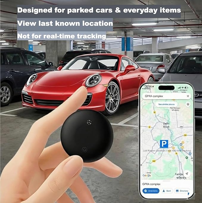 2-Pack Smart Item Finder for iOS & Android, No Monthly Fee, Worldwide Location Tracking, IP67 Waterproof, 1-Year Battery, Car Keys Luggage Gear Locator (Black)