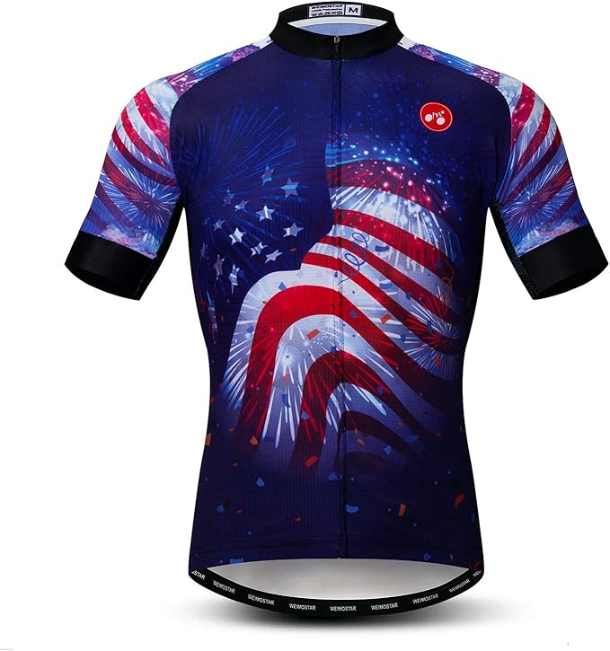 Men's Cycling Jerseys Tops Biking Shirts Short Sleeve Full Zipper Bike Clothing