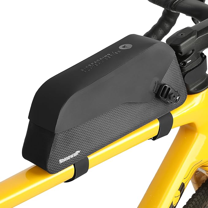 Rhinowalk Waterproof Top Tube Bike Bag IPX4 Magnetic Closure Frame Pack Slim Profile Fits Road Mountain Bike 1.3L