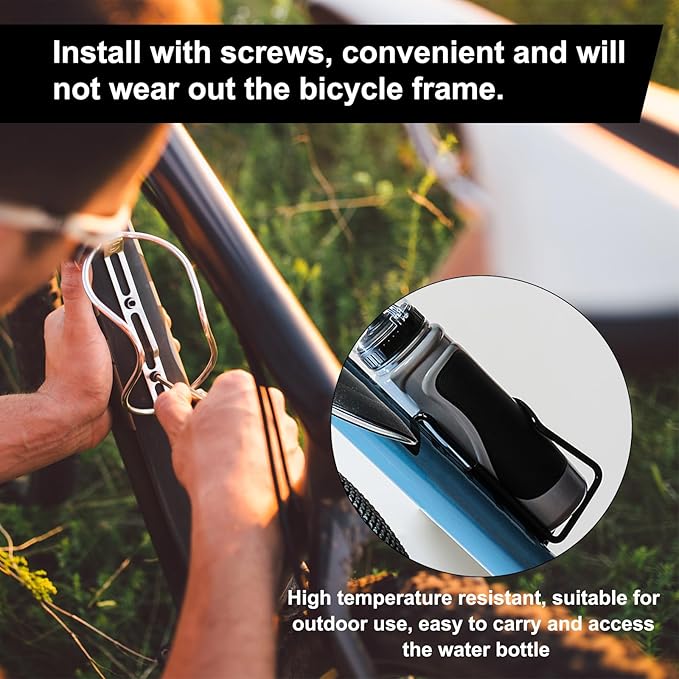 HARFINGTON Bicycle Water Bottle Cage Lightweight Aluminum Basic Bike Universal Water Bottle Holder Mount with Hardware for MTB Mountain Road Gravel