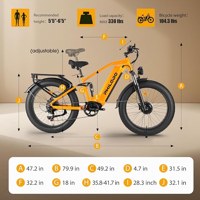 5000w Dual Motor Electric Bicycles, 60V Battery E-Bike with 45 MiIe P-Hour Electric Bike for Adults, 26 Fat Tire Hunting Ebike for All Terrain, Full Suspension Electric Ebike