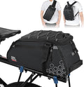 KEMIMOTO Rear Bike Rack Bag, 11L Water-resistant Trunk Bag 3-IN-1, Zippered Bicycle Backpack Shoulder Pannier Saddle Bag for Ebikes Cycling Commuting Travel Outdoor Camping