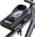 Waterproof Bike Frame Bag - Bike Phone Holder Touchscreen Bicycle Top Tube Bag for Cycling, Large Storage Bike Bag Fits Phones Under 7" for Road Bike