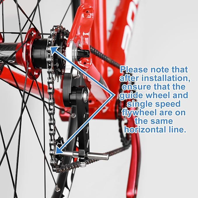 MUQZI Single Speed Chain Tensioner, Upgraded Bike Chain Tension Adjuster Aluminum Alloy Adjustable Bike Chain Tension Idlers Guide for MTB Road Bicycle Single Speed Converter