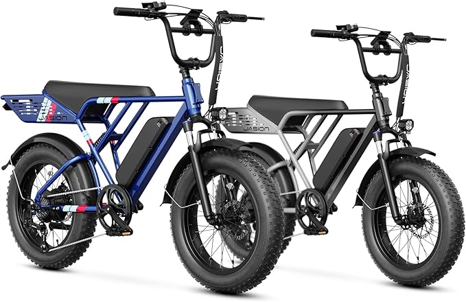 Jasion RetroVolt Electric Bike for Adults, 2000W/3000W Peak - 30/38MPH Electric Dirt Bike, 48V-52V, 13AH/20AH Battery, 70/90Miles Max Range Electric Motorcycle, 20'' X 4'' Fat Tire All-Terrain E-Bike