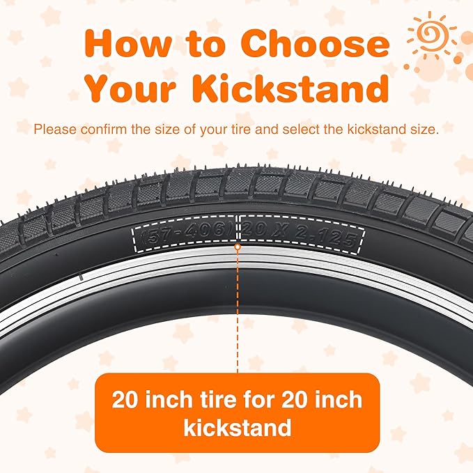 ZUKKA Bike Kickstand 20 Inch for Kids Bike Adjustable Aluminum Alloy Kickstand for Bicycles with Anti-Slip Pad for Kids Bike Universal Fit for Mountain Road Bikes