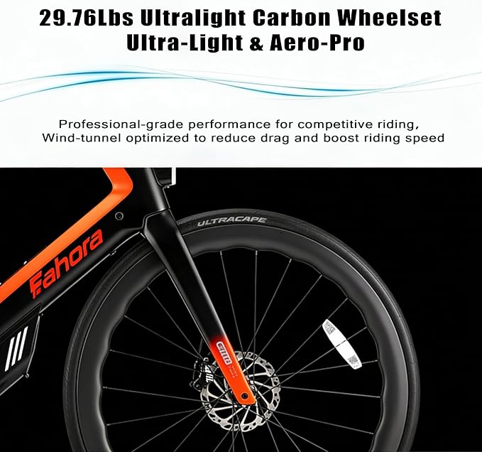 Eahora Urace Convertible Full Carbon E-Road Bike, T800 Carbon Fiber Frame, 360WH Hidden Battery, 250W Hub Motor, 11-Speed Electronic Shifting, 700C Racing & Training Road Ebike for Beginners to Pros