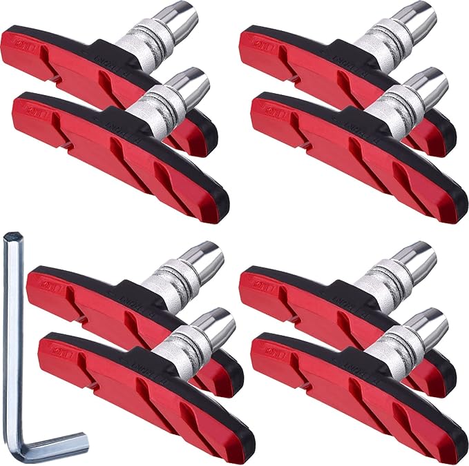 Hotop 4 Pairs Bike Brake Pads Mountain Bike Brake Pads with Hex Nuts and Spacers v Bicycle Brake Blocks Set, 70 mm
