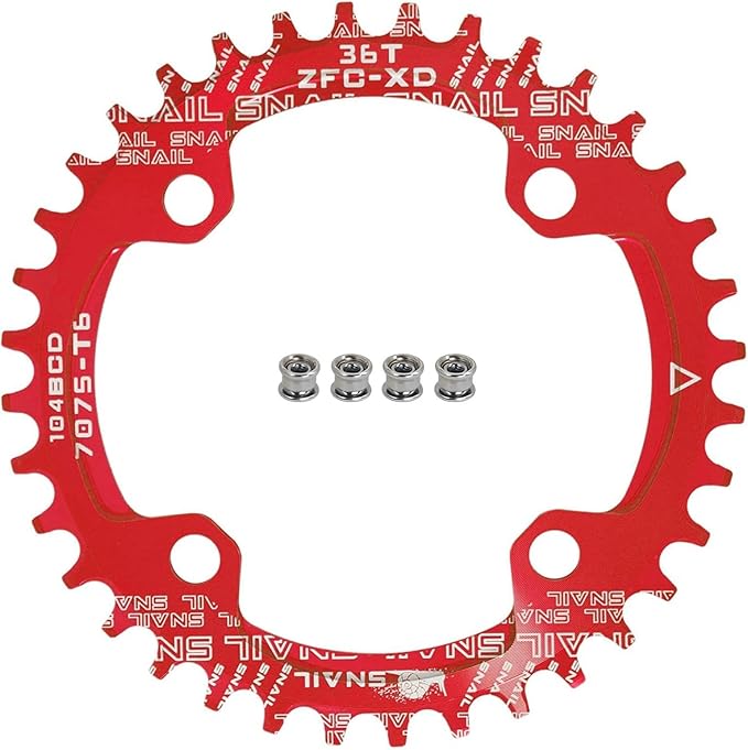 FOMTOR 104 BCD Chainring (30-52T) 7-12 Speed Compatible CNC 7075 Aluminum Narrow Wide Tooth Round Oval Chainrings for MTB/Road Bike Ebike Chainwheel Black/Red