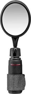 Schwinn Deluxe Bicycle Mirror, Black, Adjustable Stem for Customized Angle, Velcro Strap for Universal Fit on Any Handlebar, Bicycle Mirror Handlebar Mount