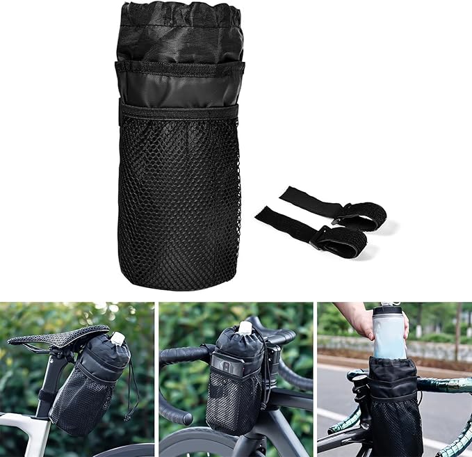 Bike Water Bottle Holder Bag Bike Bag Handlebar Stem Bag Bicycles Cup Drink Holder Insulated Stem Bag Bike Storage Pouch Bike Water Bottle Holder Bag Insulated Drink Cup Holder Handlebar Frame Strap