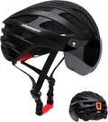 Shinmax Bike Helmet with USB Rechargeable Light & Detachable Magnetic Goggles UV Protective, Bicycle Helmet Men Women Mountain Road Adjustable Adult Cycling Helmet (WT-049)
