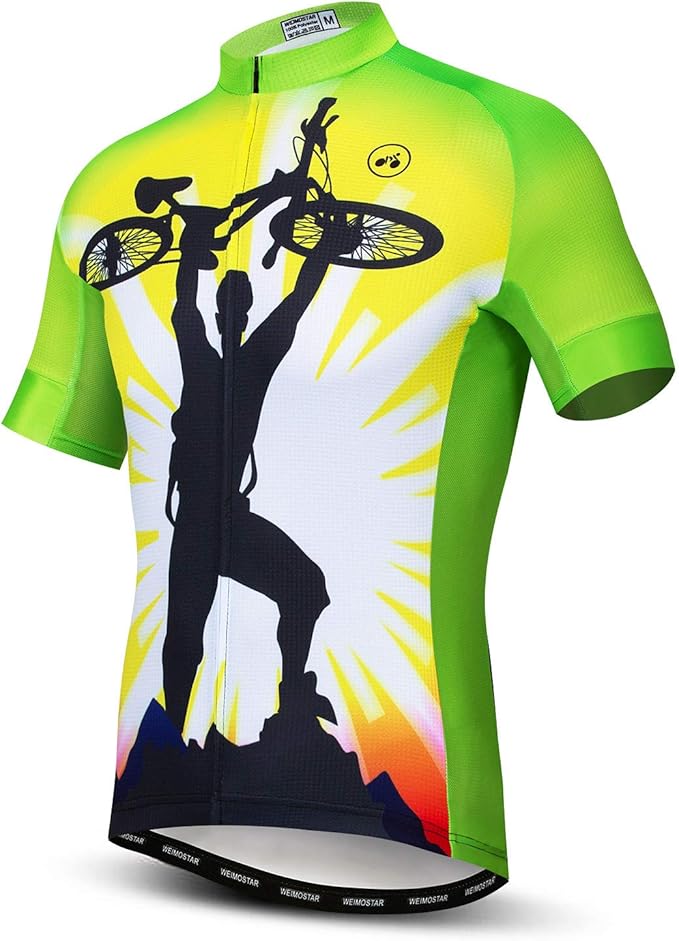 Men Cycling Jersey Skull Bike Short Sleeve Tops Quick-Dry Reflective 3-Pockets S-3XL