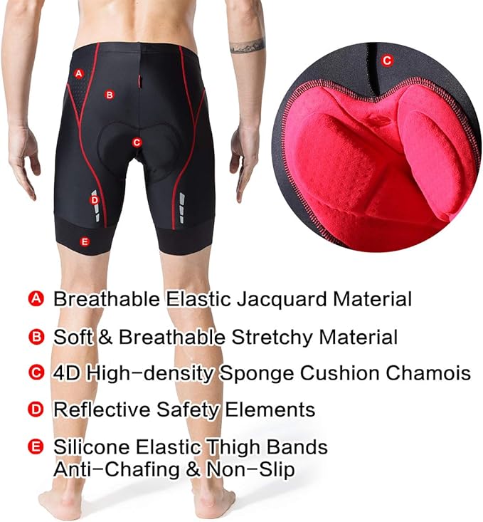 Souke Sports Men's Cycling Shorts Padded Bike Half Pants Bicycle Biking Tights