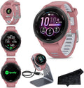 Garmin Forerunner 265S Advanced Multisport Touchscreen Smartwatch, Pink | Heart Rate Monitor, Training Stats, Daily Suggested Workouts, Up to 15 Day Battery Life with Signature Series Charging Bundle