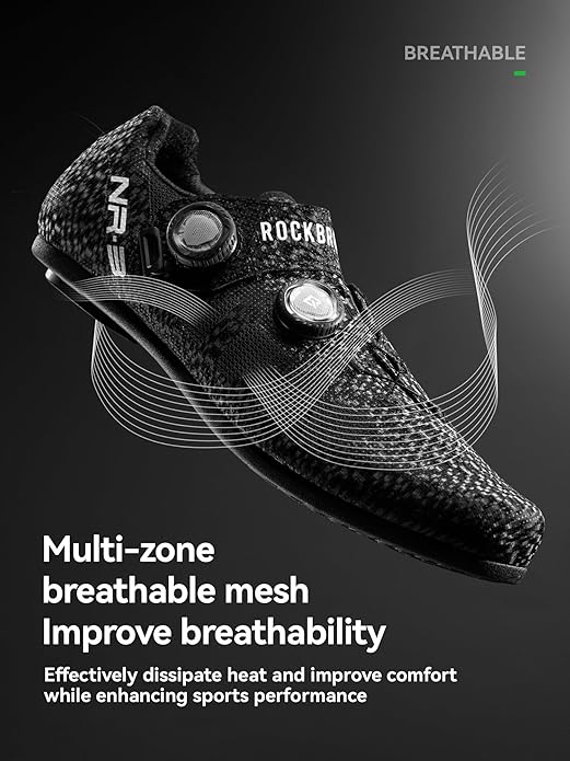 ROCKBROS Flat-Pedal(Non-Lock) Cycling Shoes NR3 : Breathable Perforations, Non-Slip Sole for Road & Mountain Biking