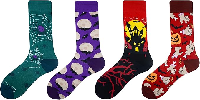 Cansok Men's 2/4 Packs Fun Crazy Novelty Dress Crew Socks