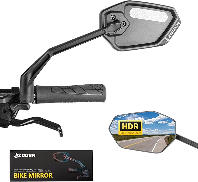 2025 Bike Mirror Handlebar Mount, Rotatable Bicycle Rear View Mirrors, Scratch Resistant Convex HD Glass, Safe Bike Rearview Mirror for MTB, E-bike, Road Bike Accessories, Fit 20-23mm