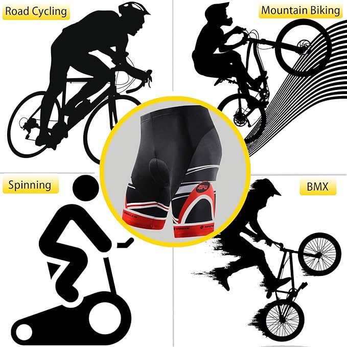 sponeed Men's Cycling Padded Shorts Men Bike Short Pants Cycle Spandex Tights Biking Wear