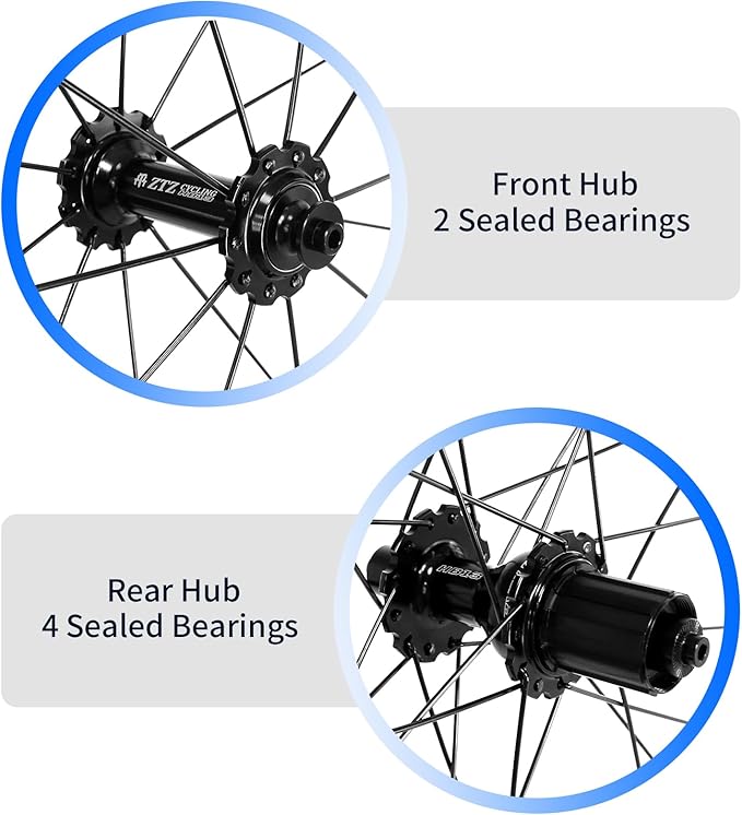 ZTZ 700C Road Bike Wheelset, Ultralight Aluminum Alloy 30mm Road Bike Wheel, 20H Front/24H Rear High-Strength Bike Rims, 700c Clincher, Rim Brake, Compatible 8-12 Speed Cassettes