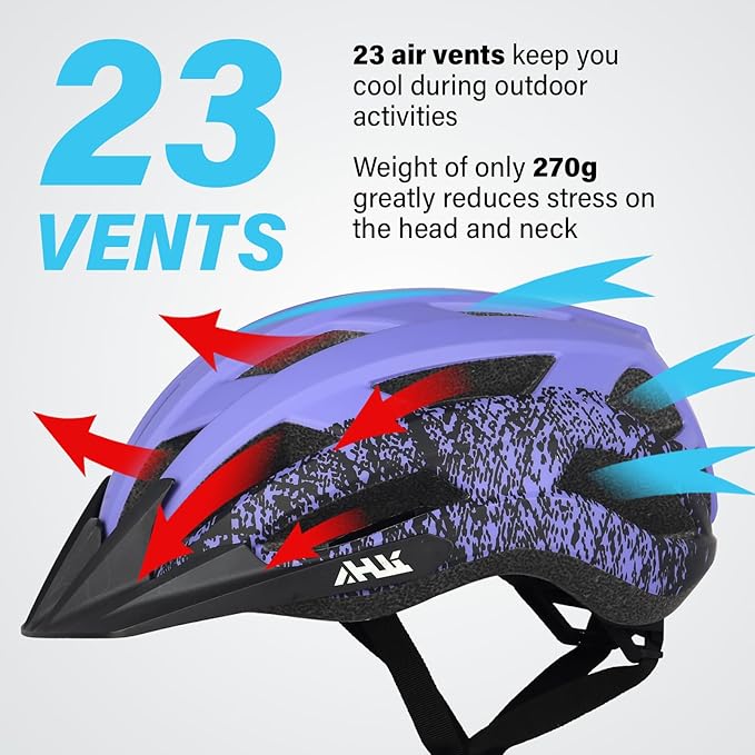 Youth Adult Road Bike Helmet, Men Women Adjustable Mountain Bicycle Helmet with Detachable Visor, 2 Sizes for Age 8-14+ Youth, Kids, Adult