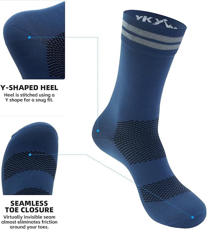 YKYWBIKE Cycling Socks for Men Women-Athletic Crew Bike Socks,Compression Biking Socks for Men Cycling,MTB Riding Socks