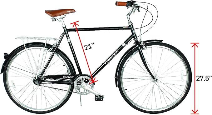 Tracer Osaka Hybrid Bikes, Steel Frame, Shimano Nexus Inter 3/7 Speed, Brown Seat Brown Grips, Road Bike, City Bike, Multiple Colors
