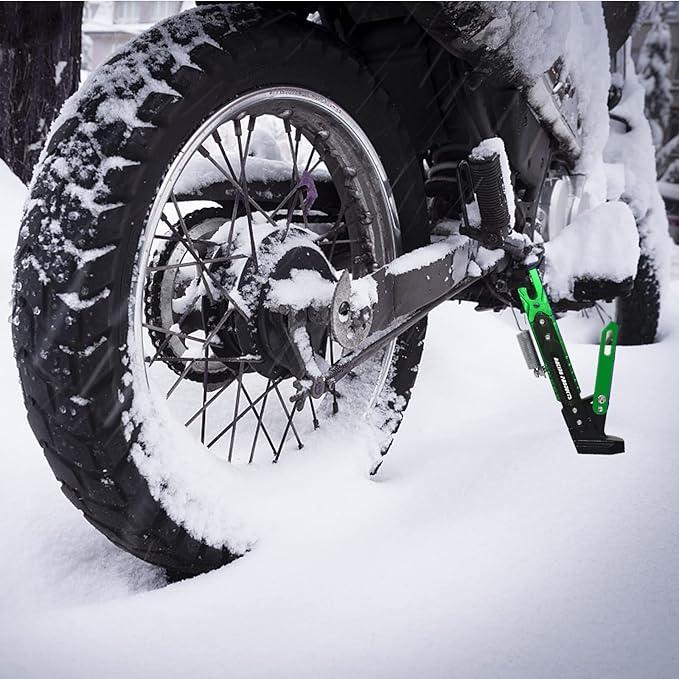 Motorcycle CNC Kickstand Adjust Tripod Holder Universal Aluminum Motor Scooter Modified Foot Side Stand Motorcycle Accessories (Green)