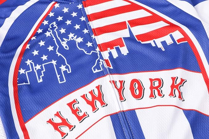 Cycling Jersey Short Sleeve USA Style Bike Tops with Pocket Reflective Stripe