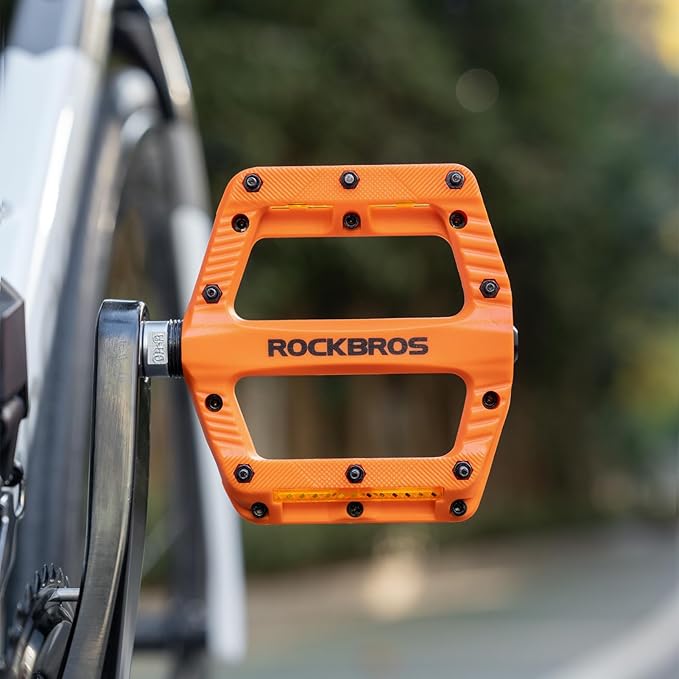 ROCKBROS Mountain Bike Pedals Bicycle Nylon Pedals 9/16 Inch Sealed Bearing Lightweight Platform for Road Mountain BMX MTB Bike