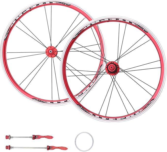 Bike BMX Folding Wheelset, Disc/V Brake QR Aluminum Alloy Double Wall Rims, 20in 22in Cycling Wheel Parts Accessories