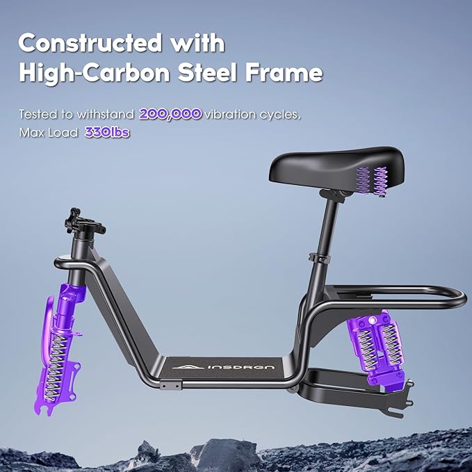 Electric Scooter with Seat for Adults,1000W Peak Power, 35-Mile Range, 20MPH, 14" Tires, Foldable Commuter E-Scooter with Basket for Pets Dogs and Items, 330lbs Max Load.UL 2272